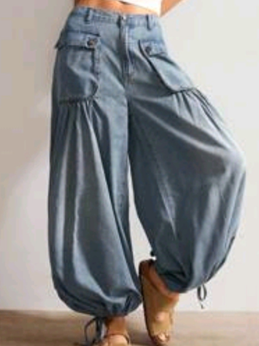 Women's Light Blue Balloon Cargo Pants
